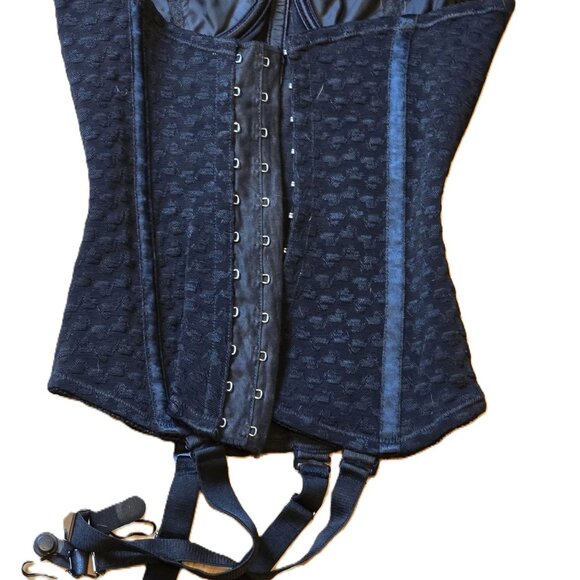 1950's vintage Scandale black girdle corset bra by Tru Balance sz 32b w garters - Picture 4 of 8